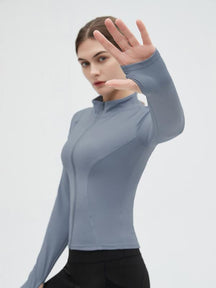 Mock Neck Sports Outerwear, Athletic Long Sleeve Sports Top, Gym Clothes, Comfortable Ladies Jacket for Indoor Outdoor Wear, Gym Clothing, Valentine's Day Gift for Girl, Fall Gift