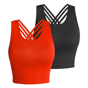 Pro-Fit Seamless 2 pieces  Cross-back sports bra, Comfortable, Support, Stretchy, Summer Outfits, everyday bra, Women Workout Clothes, Activewear 32678