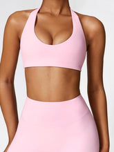 Women's Solid Wireless Halter Sports Bra, Breathable Comfortable High Stretch Sports Bra, Ladies Sportswear for Workout Gym Yoga, Fitness Clothes, Wireless Sports Bras, Yoga Workout Activewear