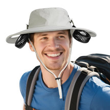 AMACOOL 2-in-1 Hands-Free Hat Fan with Detachable Neck Fan, Wide Brim Sun Hat, 3-Speed, 2600mAh Rechargeable for Outdoor Fishing Camping Beach Travel Back to School Gift