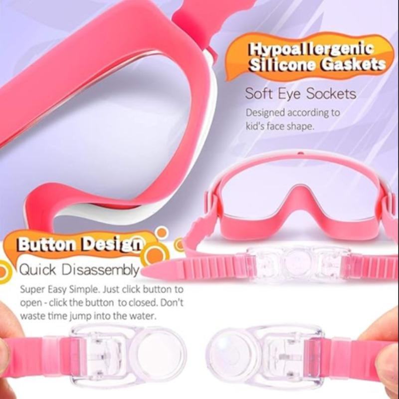 Diving Swimming Goggles, 2 Counts Anti-fog & Anti-uv Swim Glasses with Waterproof Earplugs, Wide Vision Swimming Accessories for Boys & Girls, Water Goggles, Swim Kit, Cool Swimming Goggles