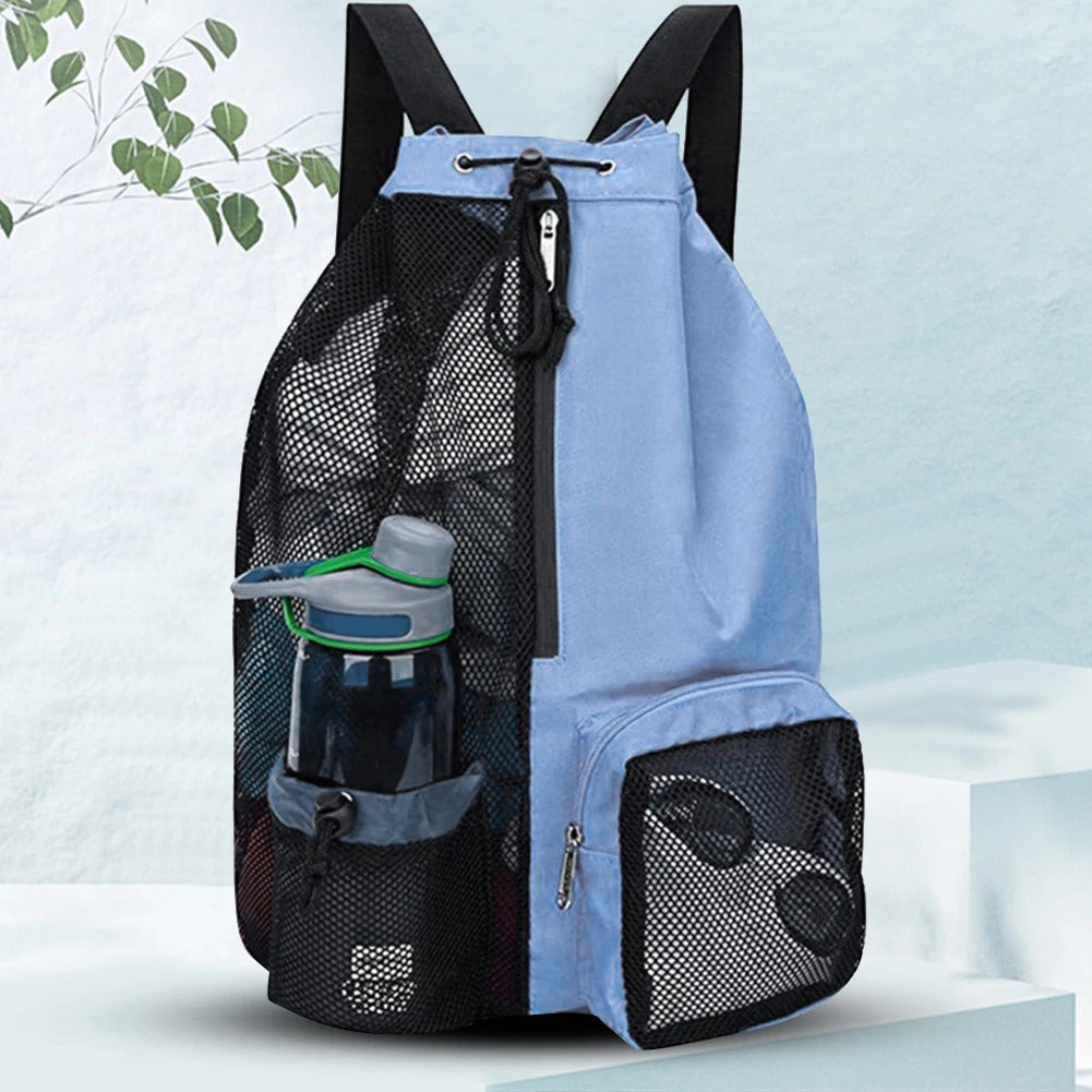 Swim Bag Mesh Drawstring Backpack with Wet Pocket Beach Backpack Swimming Sports Bag for School Swimming Beach Storage Bags