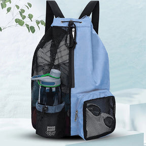 Swim Bag Mesh Drawstring Backpack with Wet Pocket Beach Backpack Swimming Sports Bag for School Swimming Beach Storage Bags