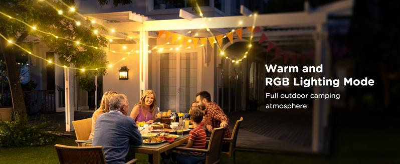 Camping String Lights, 4 in 1 Quick Storage 32.8FT Rechargeable Retractable String Lights with 8 Lighting Modes, Waterproof Emergency Light Outdoor Led Bulbs Lamp