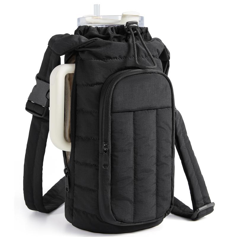 Water Bottle Holder Bag with Strap, 40/32 oz Gym Accessories with Phone Pocket, Sling Bag Purses for Women Drinkware Tumble