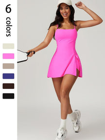 Women's Seamless High Elastic Back Strap One-piece Yoga Suit Outdoor Sports Mountain Climbing Running Playing Tennis Skirt Gym Workout Skirt with Leggings, Tennis Attire, Sports Clothes, Workout Gym Clothing