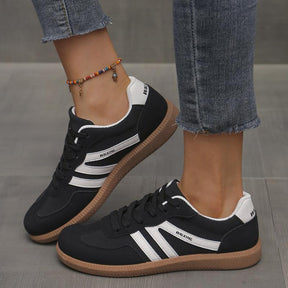 Women's Fashionable Patchwork Lace Up Low Top Casual Flat Sneakers , Casual Comfortable Sports Walking Shoes for Daily Wear, GAT Female All-match Round Toe Casual Shoes for Women & Girls