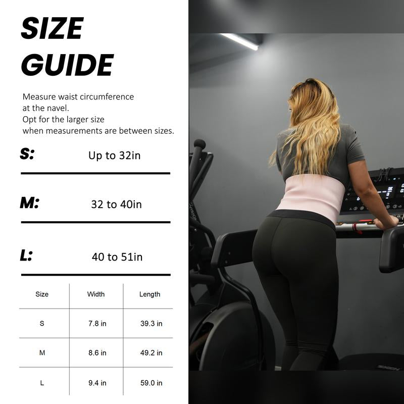 Sweat Belt  Ab Trainer for Women and Men Sweat Band Waist Trainer Belt for High Intensity Training and Gym Workouts 3 Adjustable Sizes - Black/Pink