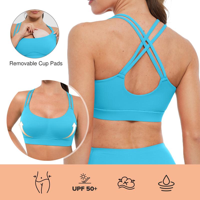 Sports Bras for Women High Support Criss-Cross Back Padded Sports Bra with Removable Cups Yoga Workout Activewear Sports Bra  UPF 50+ Sun Protection#FallFreshness #TikTokShopLaborDaySale