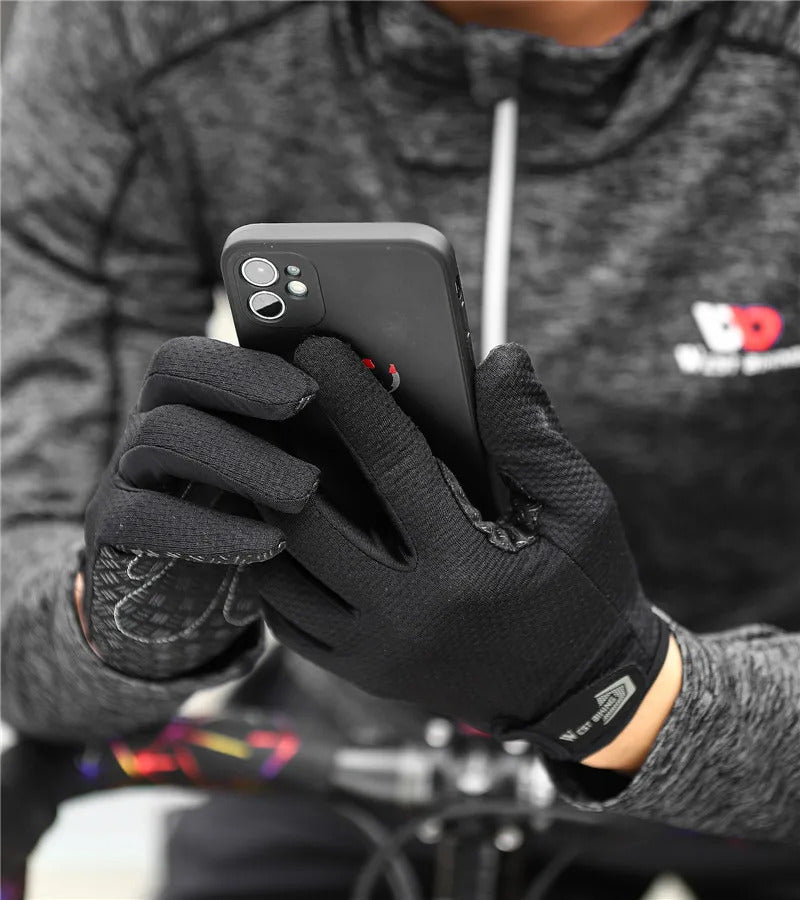 BIKING Summer Cycling Gloves Full Finger MTB Bike Gloves Touch Screen Non Slip Silicone Palm Driving Riding Gloves