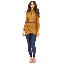 New Muslim Swimwear Women Modest Patchwork Hijab Long Sleeves Sport Swimsuit 3pcs Islamic Burkinis Wear Bathing Suit