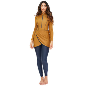 New Muslim Swimwear Women Modest Patchwork Hijab Long Sleeves Sport Swimsuit 3pcs Islamic Burkinis Wear Bathing Suit