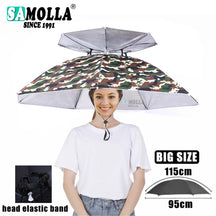 Portable Rain Umbrella Hat Army Green Foldable Outdoor Pesca Sun Shade Waterproof Camping Fishing Headwear Cap Beach Head Hats