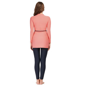 New Muslim Swimwear Women Modest Patchwork Hijab Long Sleeves Sport Swimsuit 3pcs Islamic Burkinis Wear Bathing Suit