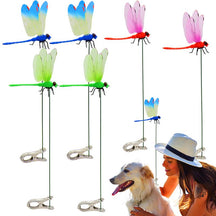 Outdoor Fake Dragonfly Rod Clip, Garden Metal Dragonfly Clip. Natural Organic Concept, 3D Dragonfly Garden Decoration, Creative Home Accessories