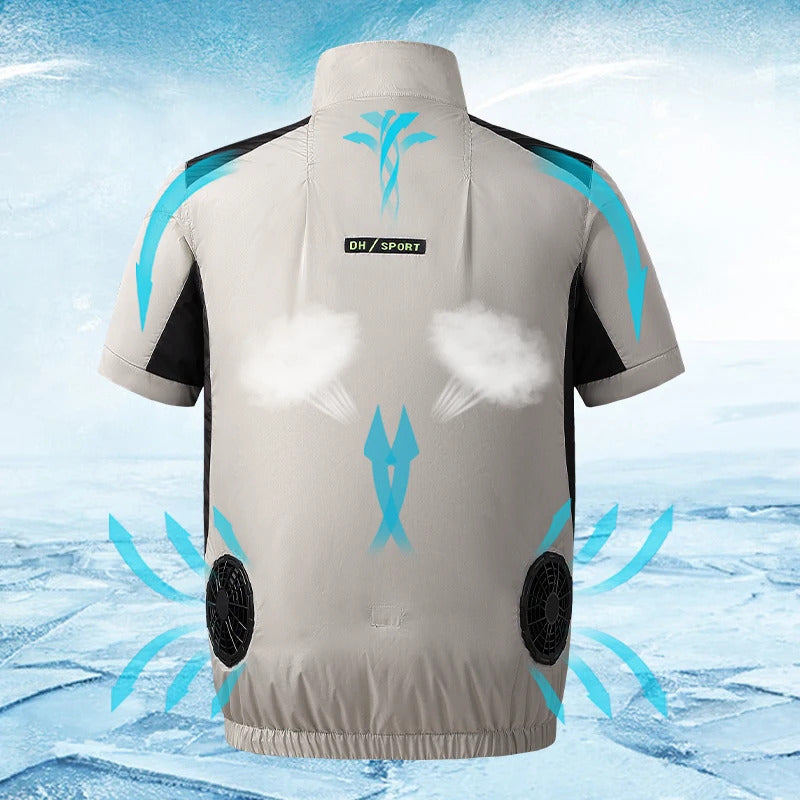 Summer Cool Vest Wearable Cooling Fan Vest Air-conditioned Clothes Usb Cooling 13 Hours For Outdoor Work  Fishing Short Sleeve