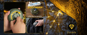 Camping String Lights, 4 in 1 Quick Storage 32.8FT Rechargeable Retractable String Lights with 8 Lighting Modes, Waterproof Emergency Light Outdoor Led Bulbs Lamp