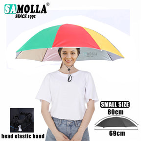 Portable Rain Umbrella Hat Army Green Foldable Outdoor Pesca Sun Shade Waterproof Camping Fishing Headwear Cap Beach Head Hats