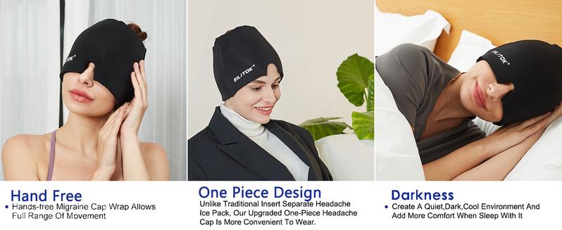Migraine Headache Cap, Gel lce Head Wrap for Tension and Stress.Suitable for Home breaks, before sleep, office