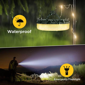 Camping String Lights, 4 in 1 Quick Storage 32.8FT Rechargeable Retractable String Lights with 8 Lighting Modes, Waterproof Emergency Light Outdoor Led Bulbs Lamp