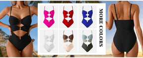 One Piece Swimsuit for Women Ring Linked Monokini Sexy Bathing Suit Cutout Swim Suit Outdoorfun