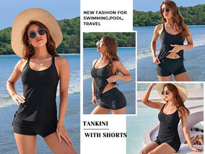 Tempt Me Two Piece Tankini Swimsuits for Women Tummy Control Bathing Suit with Shorts Athletic Swimwear