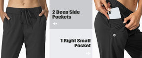 Women's Pants with Deep Pockets 7/8 Sporty Skinny Bottoms Stretch Ankle Sweatpants Solid Tracksuits