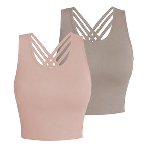 Pro-Fit Seamless 2 pieces  Cross-back sports bra, Comfortable, Support, Stretchy, Summer Outfits, everyday bra, Women Workout Clothes, Activewear 32678