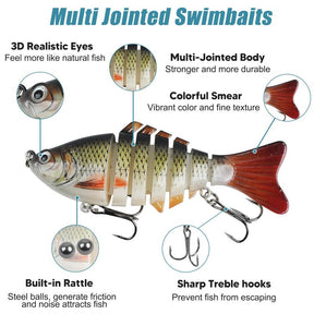 5 Pieces/set Fishing Lures Set Multi Segments Jointed Hard Bait 3.9in/0.56oz,Bionic Hard Fishing Bait Suitable for Fresh Water and Saltwater,Sinking Lifelike Swimbait Outdoor Fishing Equipment for Dealsforyoudays Perfect for Beginners