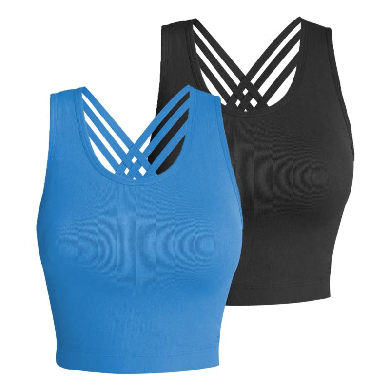 Pro-Fit Seamless 2 pieces  Cross-back sports bra, Comfortable, Support, Stretchy, Summer Outfits, everyday bra, Women Workout Clothes, Activewear 32678