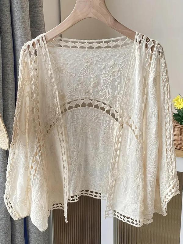 Women's Plain Cover Up Top, Casual Open Front Cover Up Top for Beach Vacation Holiday, Ladies Clothes for All Seasons, Beach Outdoor Wear