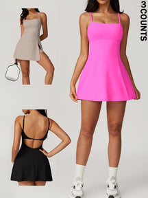 Women's Seamless High Elastic Back Strap One-piece Yoga Suit Outdoor Sports Mountain Climbing Running Playing Tennis Skirt Gym Workout Skirt with Leggings, Tennis Attire, Sports Clothes, Workout Gym Clothing