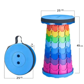Portable Plastic Folding Telescopic Chair, Lightweight Adjustable Stool for Fishing Beach Camping, Compact Outdoor Foldable Seat