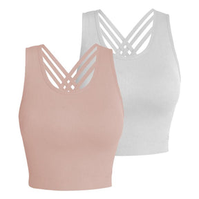 Pro-Fit Seamless 2 pieces  Cross-back sports bra, Comfortable, Support, Stretchy, Summer Outfits, everyday bra, Women Workout Clothes, Activewear 32678