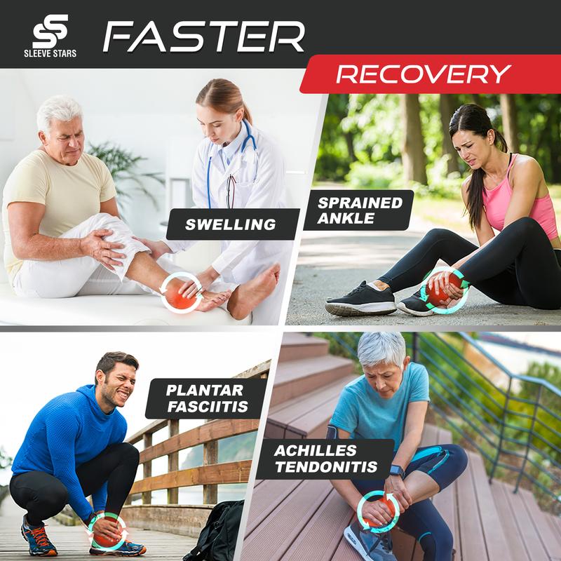 Sleeve Stars Ankle Brace for Sprain | Plantar Fasciitis Relief | Ankle Support for Women & Men | Ankle Compression Sleeve w/ Strap | Achilles Tendonitis Brace, Foot Brace Wrap