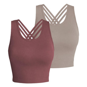 Pro-Fit Seamless 2 pieces  Cross-back sports bra, Comfortable, Support, Stretchy, Summer Outfits, everyday bra, Women Workout Clothes, Activewear 32678
