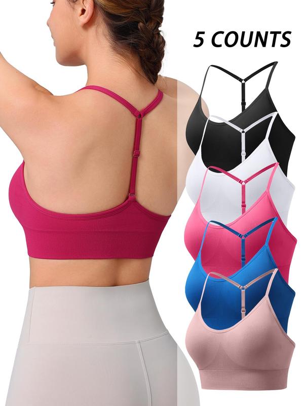 Women's Solid Color Sports Bra, Adjustable Strap Y Back Design Bra, Breathable Comfortable Sports Bra for Yoga Gym Workout