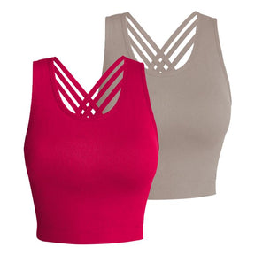 Pro-Fit Seamless 2 pieces  Cross-back sports bra, Comfortable, Support, Stretchy, Summer Outfits, everyday bra, Women Workout Clothes, Activewear 32678