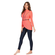 New Muslim Swimwear Women Modest Patchwork Hijab Long Sleeves Sport Swimsuit 3pcs Islamic Burkinis Wear Bathing Suit