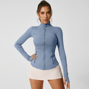 Women's Solid Color Multi-Functional Paneled Zippered Sports Yoga Jacket,gym workouts, badminton, and casual exercise. workout clothes women Design