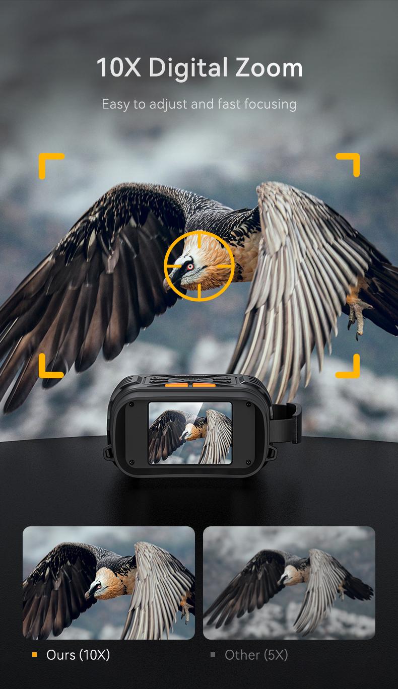 Night Vision Goggles with 64GB SD Card, Adult Night Vision Binoculars with 2.8 Inch HD Screen for Hunting Camping, Hiking Essentials 10x Digital Zoom, 5W Infrared Light, 7 Levels of Infrared, Simple Operation