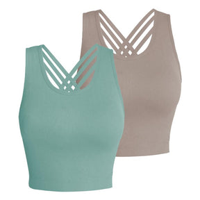 Pro-Fit Seamless 2 pieces  Cross-back sports bra, Comfortable, Support, Stretchy, Summer Outfits, everyday bra, Women Workout Clothes, Activewear 32678