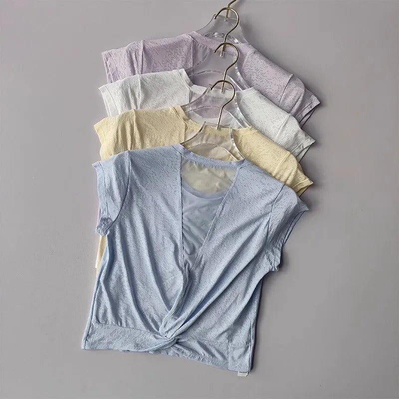 Woman Sports Shirt Short Sleeve Yoga Top Mesh T-Shirts Women Fitness Shirt Sportswear Breathable Workout top Loose Gym Clothes