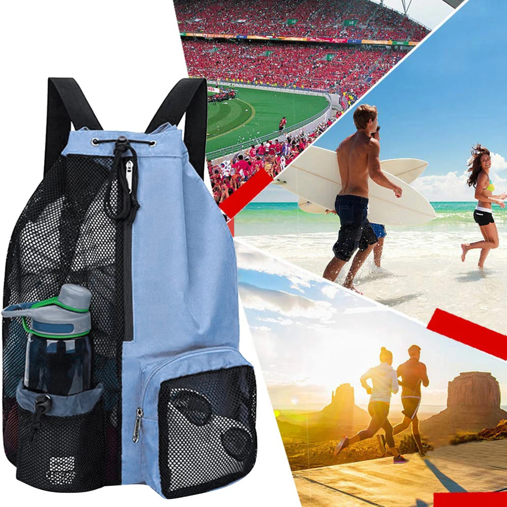Swim Bag Mesh Drawstring Backpack with Wet Pocket Beach Backpack Swimming Sports Bag for School Swimming Beach Storage Bags
