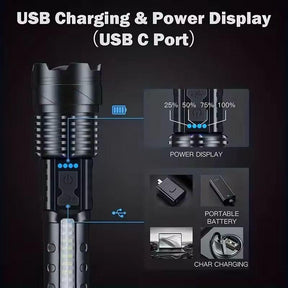 Laser Flashlight High Lumens Rechargeable 1 Pack/2 Pack, Super Bright Led Flashlights with 7 Light Modes, IPX6 Waterproof, Powerful Handheld Flash Light for Camping Home Emergencies