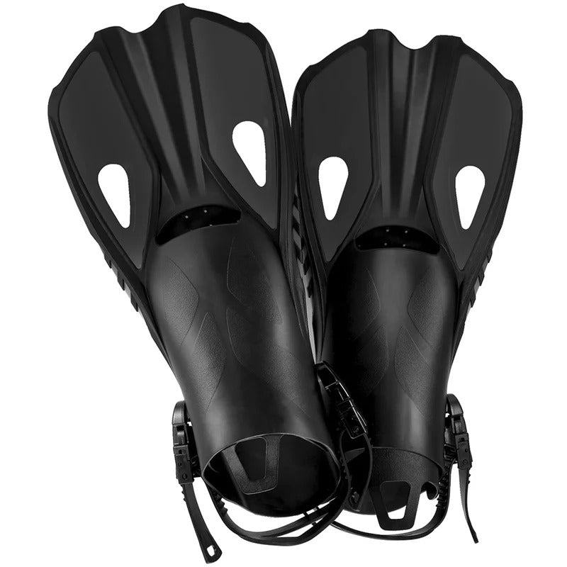 Swim Flippers Short Diving Frog Shoes Duck Webs Adjustable Silicone Travel Size Open Heel Adult Men Women Youth Kid