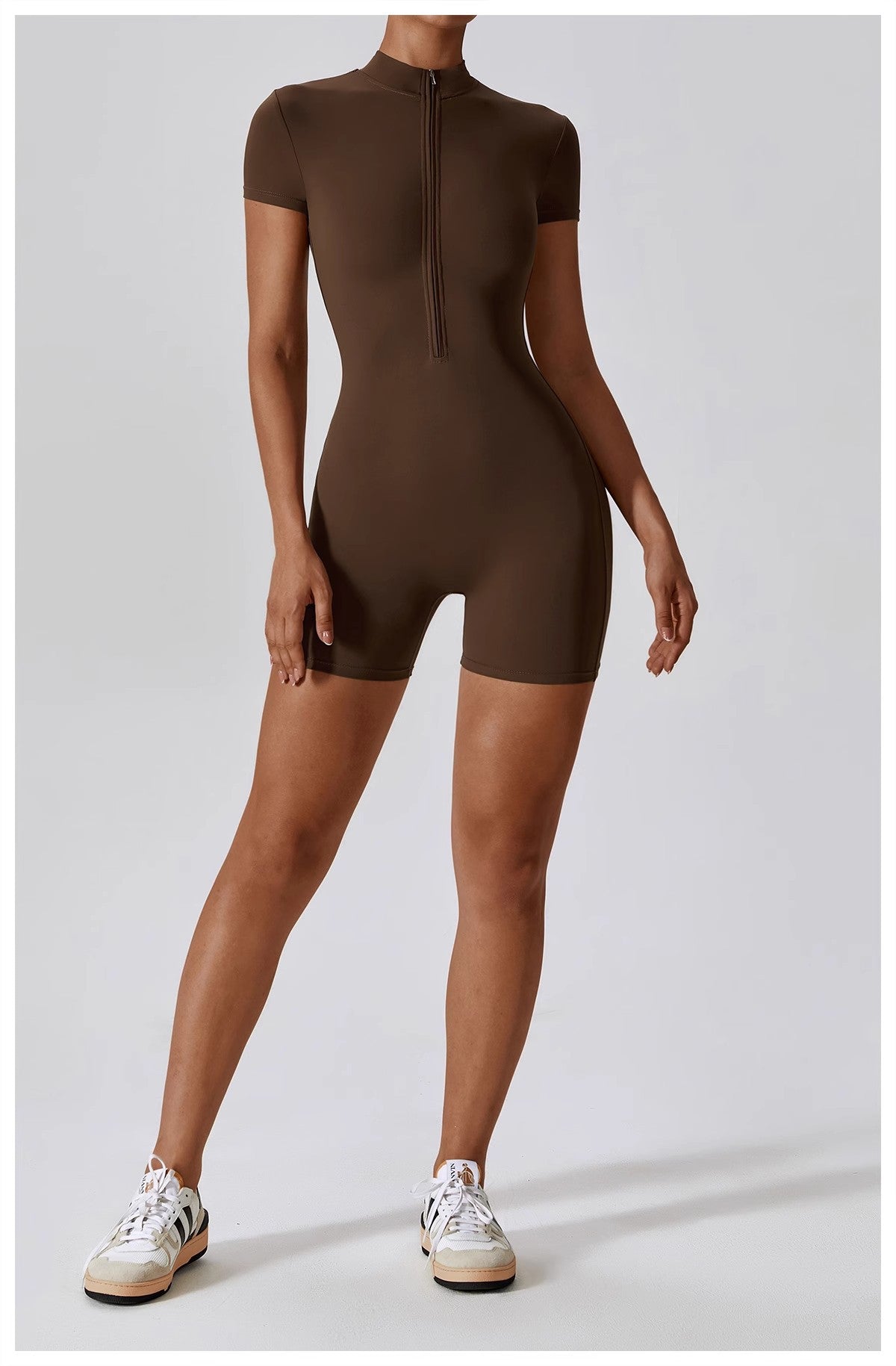 European and American Summer Zipper Short Sleeve Yoga Jumpsuit for Women Dance Fitness Tight Sports Jumpsuit Swimsuit