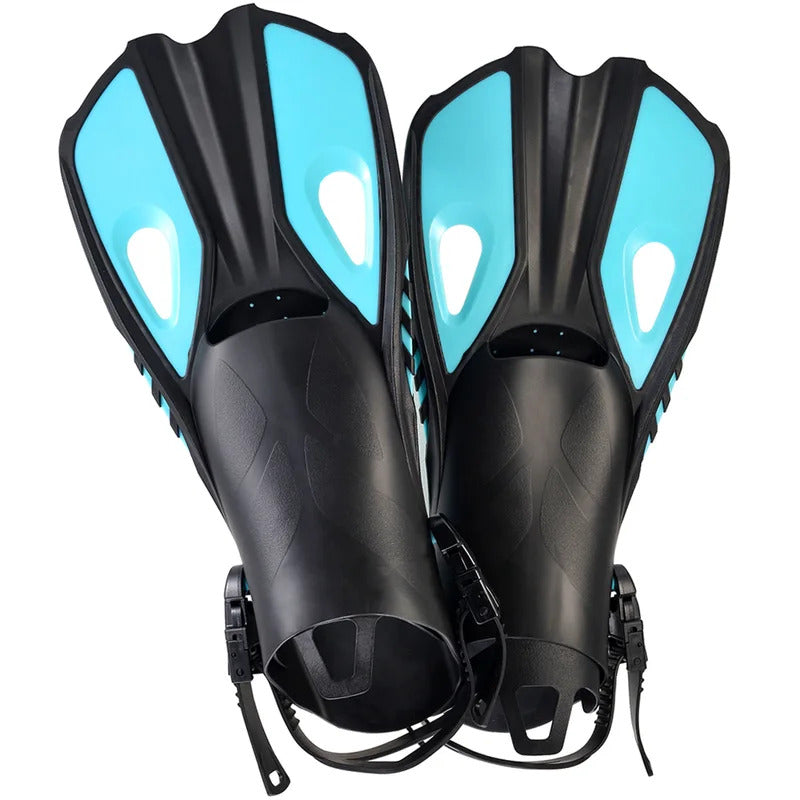 Swim Flippers Short Diving Frog Shoes Duck Webs Adjustable Silicone Travel Size Open Heel Adult Men Women Youth Kid