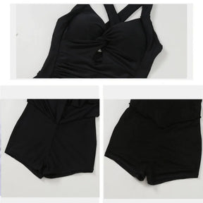 Swimming Suit for Women Solid Color Slimming One-piece Dress Style Conservative Waist Tightening Slimming Vacation Swimsuit
