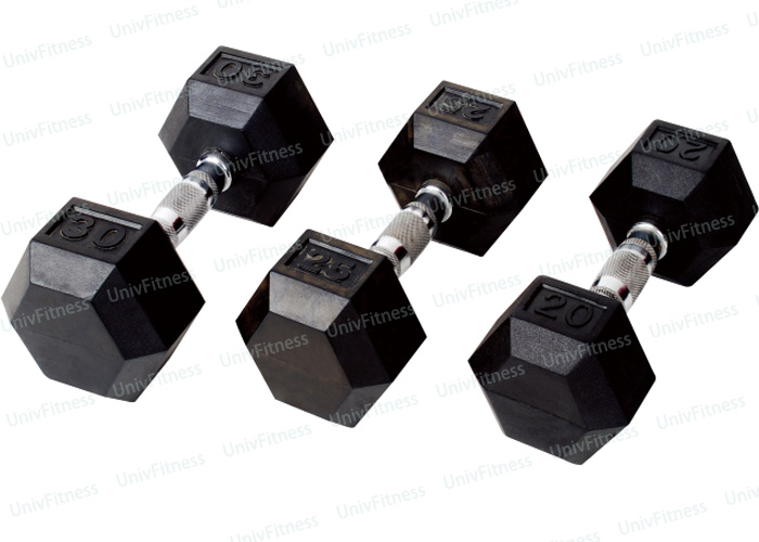 uv10801 hex rubber dumbbells Rubber hex dumbbells (UV10801A) - Dumbbells & Barbells - UnivFitness
